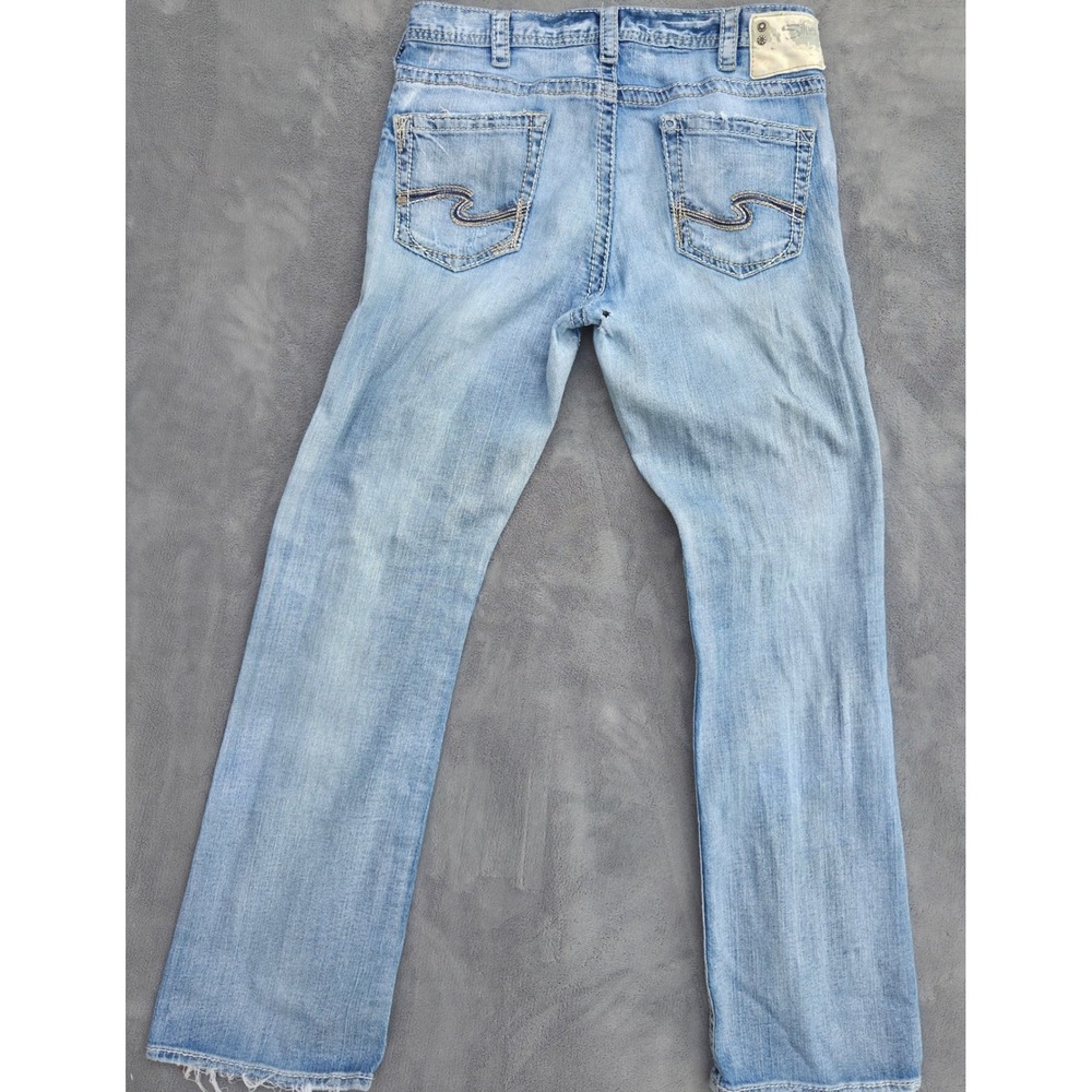 Silver Jeans Co. Mens Grayson Straight Leg Jeans 33x34 Light Wash Cotton